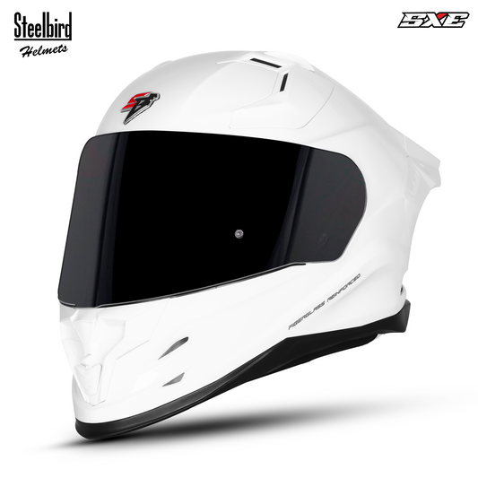 Steelbird SBH 61 Sxe Pinlock ISI and Dot Certified Full Face Motorbike Helmet (Glossy White with Smoke Visor)