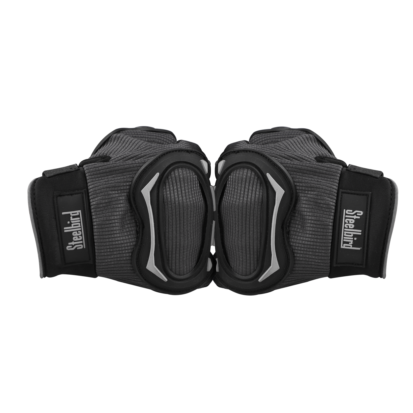 Refurbished Steelbird Full Finger Bike Riding Gloves with Touch Screen Sensitivity at Thumb and Index Finger, Protective Off-Road Motorbike Racing (Grey Grey)