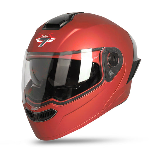 Steelbird SBA-8 7Wings ISI Certified Flip-Up Helmet for Men and Women with Inner Smoke Sun Shield (Matt Sports Red)
