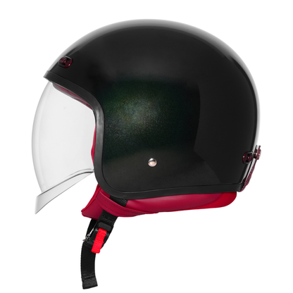 Steelbird SBH-67 Retro 5.0 ISI and DOT Certified Open Face Helmet for Men and Women (Glossy Exotic Green)