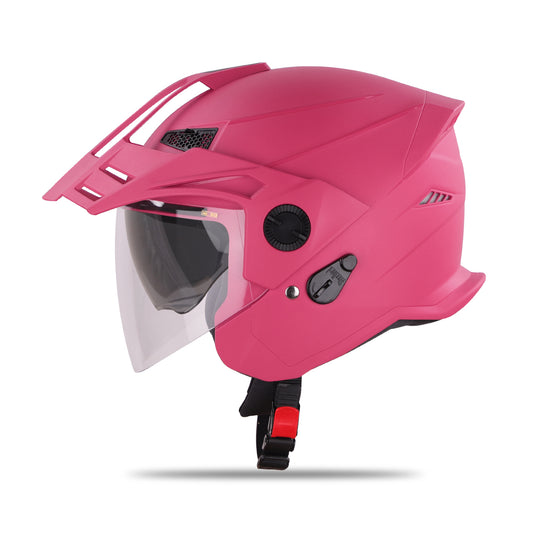 Steelbird SBH-23 GT Plus Open Face ISI Certified Helmet for Men and Women with Inner Sun Shield (Dashing Pink)