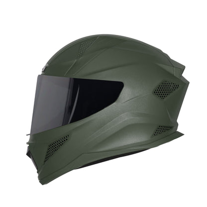 Steelbird SBH-25 Rudra ISI Certified Full Face Helmet for Men and Women (Dashing Battle Green With Smoke Visor)