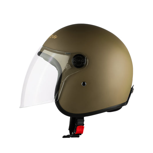Steelbird SBH-56 Retro ISI Certified Open Face Helmet for Men and Women (Matt Desert Storm)