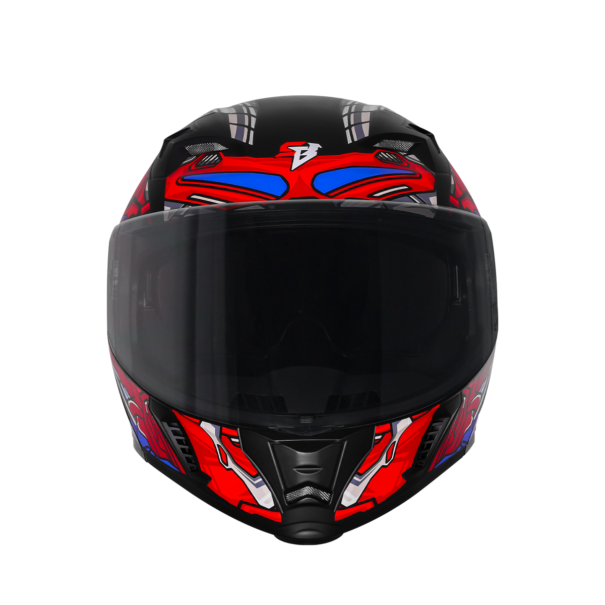 Steelbird SBA-20 ROBO ISI Certified Flip-Up Graphic Helmet for Men with Inner Sun Shield (Glossy Black Red with Smoke Visor)