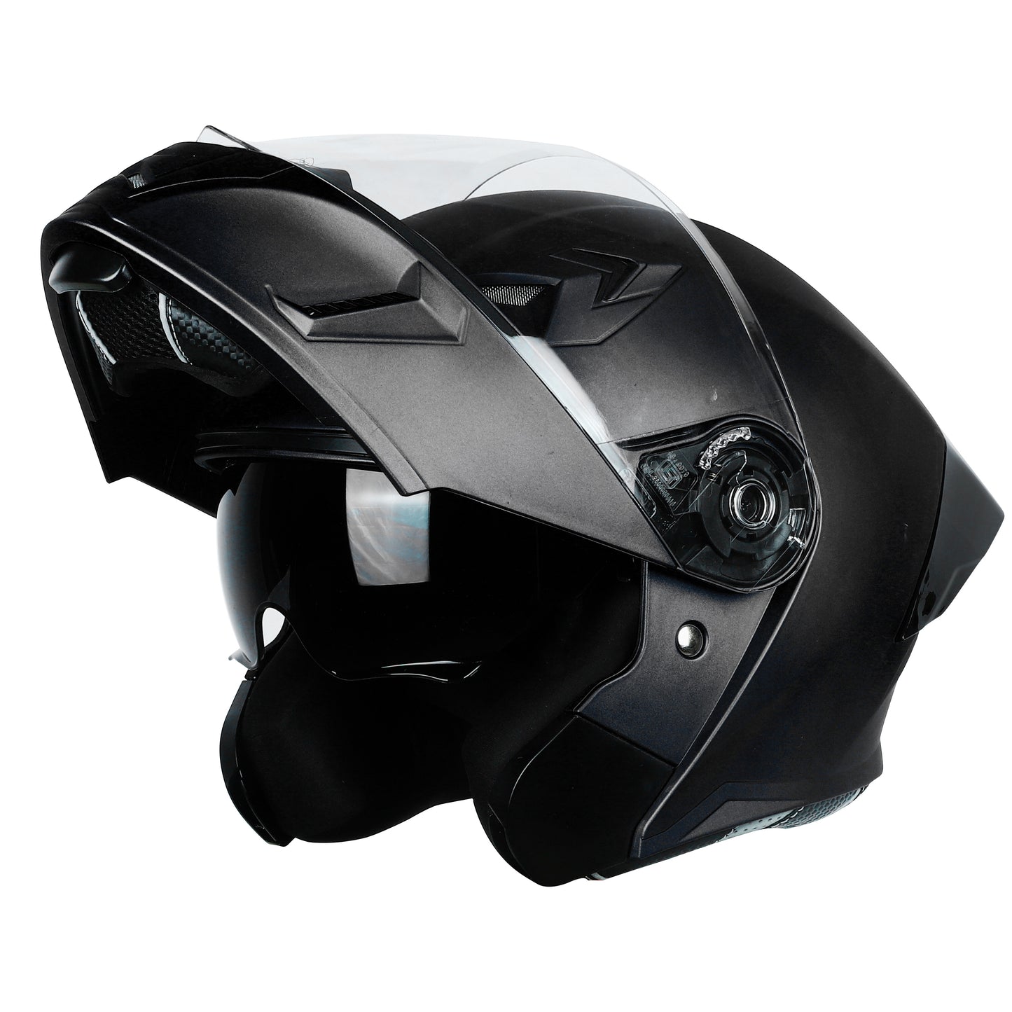 Steelbird SBA-20 7Wings ISI Certified Flip-Up Helmet with Black Spoiler for Men and Women with Inner Smoke Sun Shield (Glossy Black)