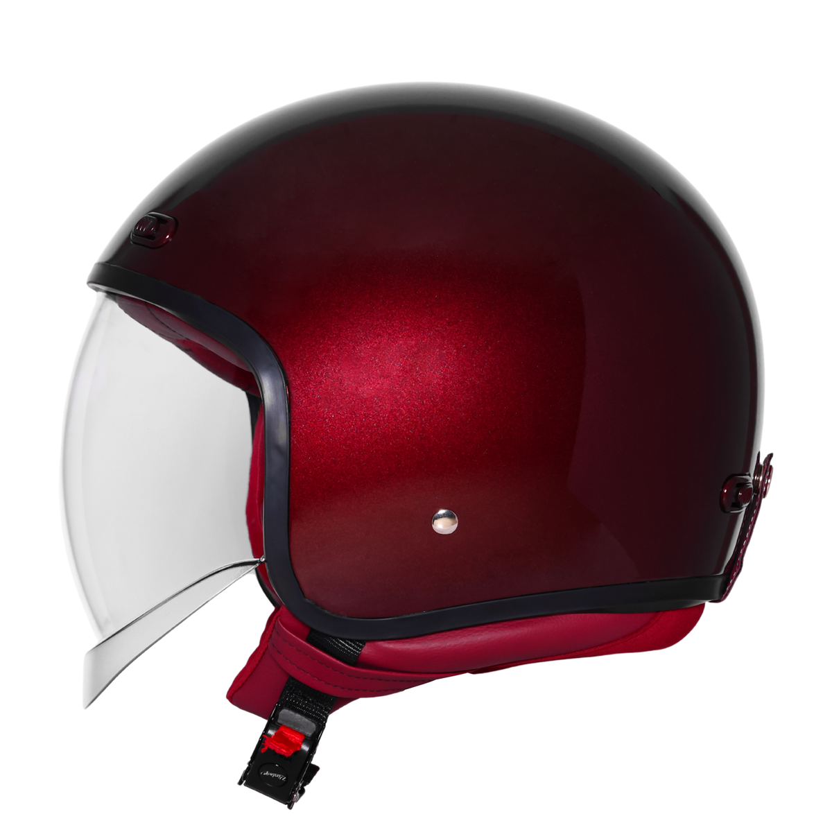Steelbird SBH-67 Retro 5.0 ISI and DOT Certified Open Face Helmet for Men and Women (Glossy Rivera Red)