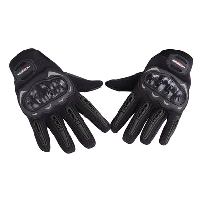 Refurbished Steelbird GT-17 Full Finger Bike Riding Gloves with Touch Screen Sensitivity at Thumb and Index Finger, Protective Off-Road Motorbike Racing (Black)