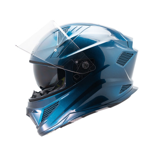 Steelbird SBH-25 Breeze On Ombre 7Wings ISI Certified Full Face Helmet for Men and Women with Inner Smoke Sun Shield (Glossy Black Cyan Blue)