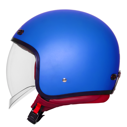 Steelbird SBH-67 Retro 5.0 ISI and DOT Certified Open Face Helmet for Men and Women (Glossy Yamaha Blue)