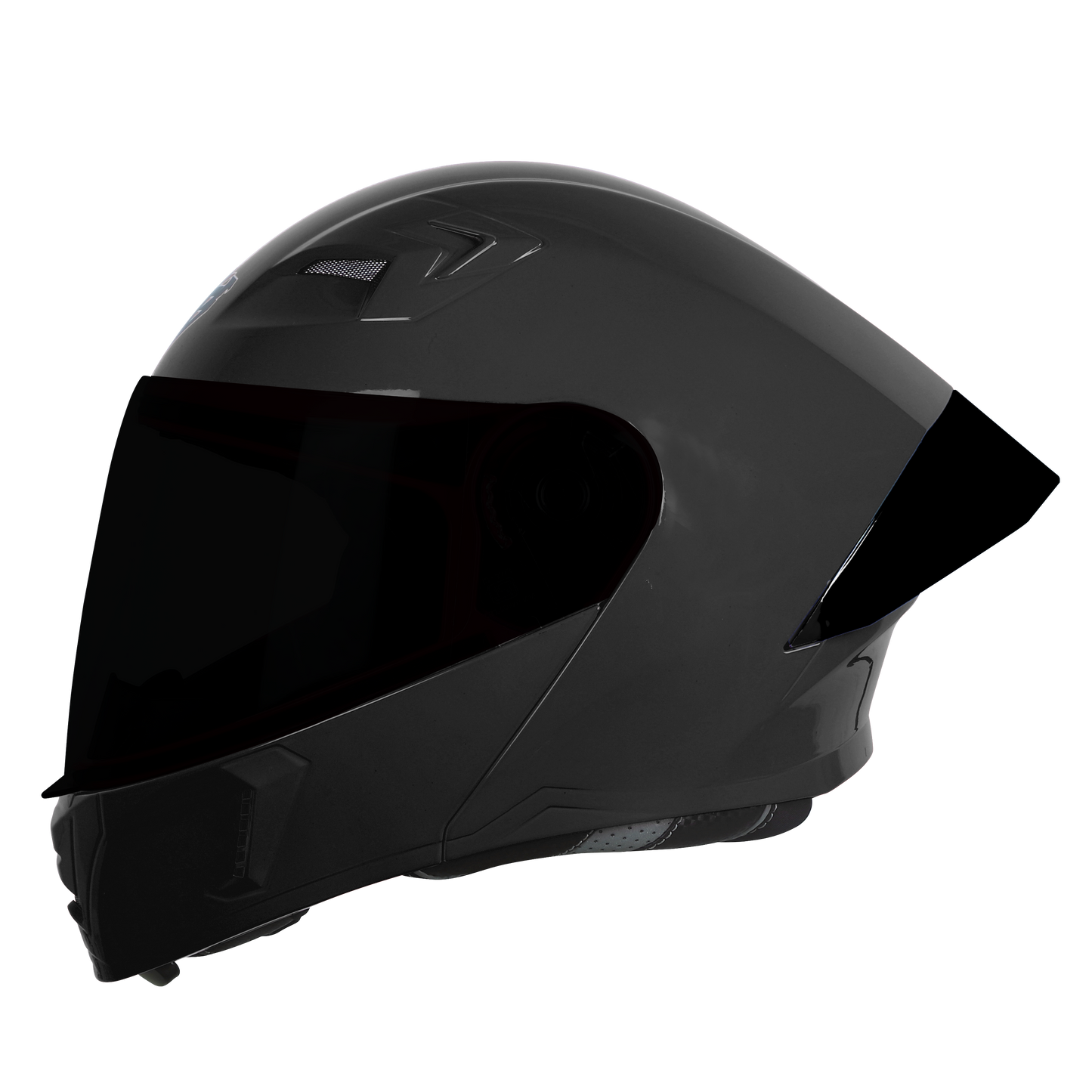 Steelbird SBA-20 7Wings ISI Certified Flip-Up Helmet with Black Spoiler for Men and Women with Inner Smoke Sun Shield (Glossy Black with Smoke Visor)