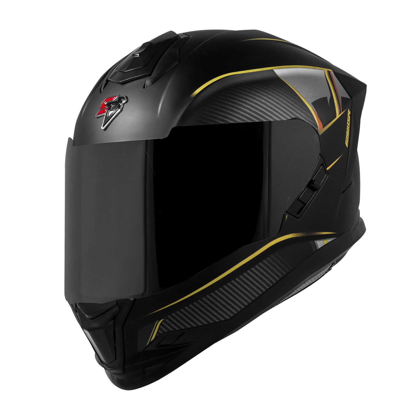 Steelbird SBH-57 Carbon Fighter ISI and DOT Certified Full Face Helmet for Men and Women (Glossy Black Neon).