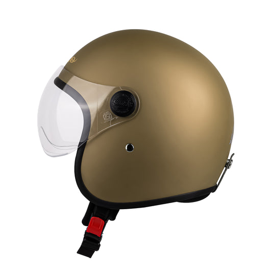 Steelbird SBH-54 Retro ISI Certified Open Face Helmet for Men and Women (Matt Desert storm)