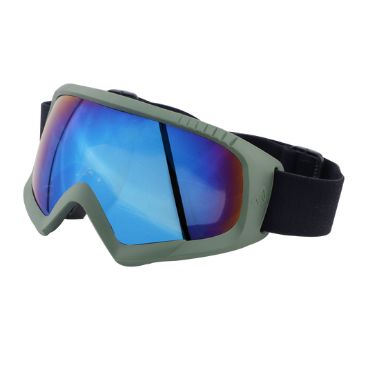 Steelbird 7Wings Motocross ATV/Dirt Bike Goggles, Unisex Eye Protection for Riding (Pack of 1, Olive with Blue)