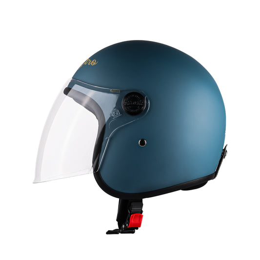 Steelbird SBH-56 Retro ISI Certified Open Face Helmet for Men and Women (Matt Squadron Blue)