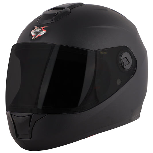 Steelbird SBH-11 7Wings ISI Certified Full Face Helmet for Men and Women (Dashing Black with Smoke Visor)