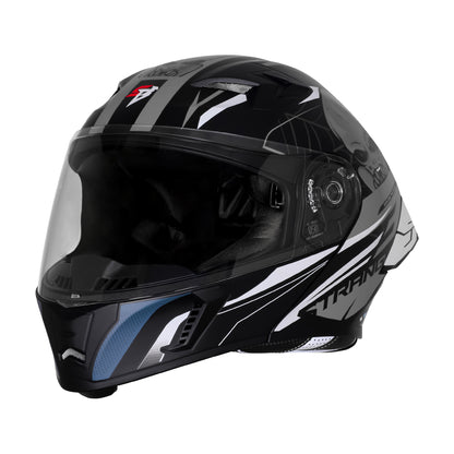 Steelbird SBA-20 Strange ISI Certified Flip-Up Graphic Helmet for Men and Women (Glossy Black Grey)