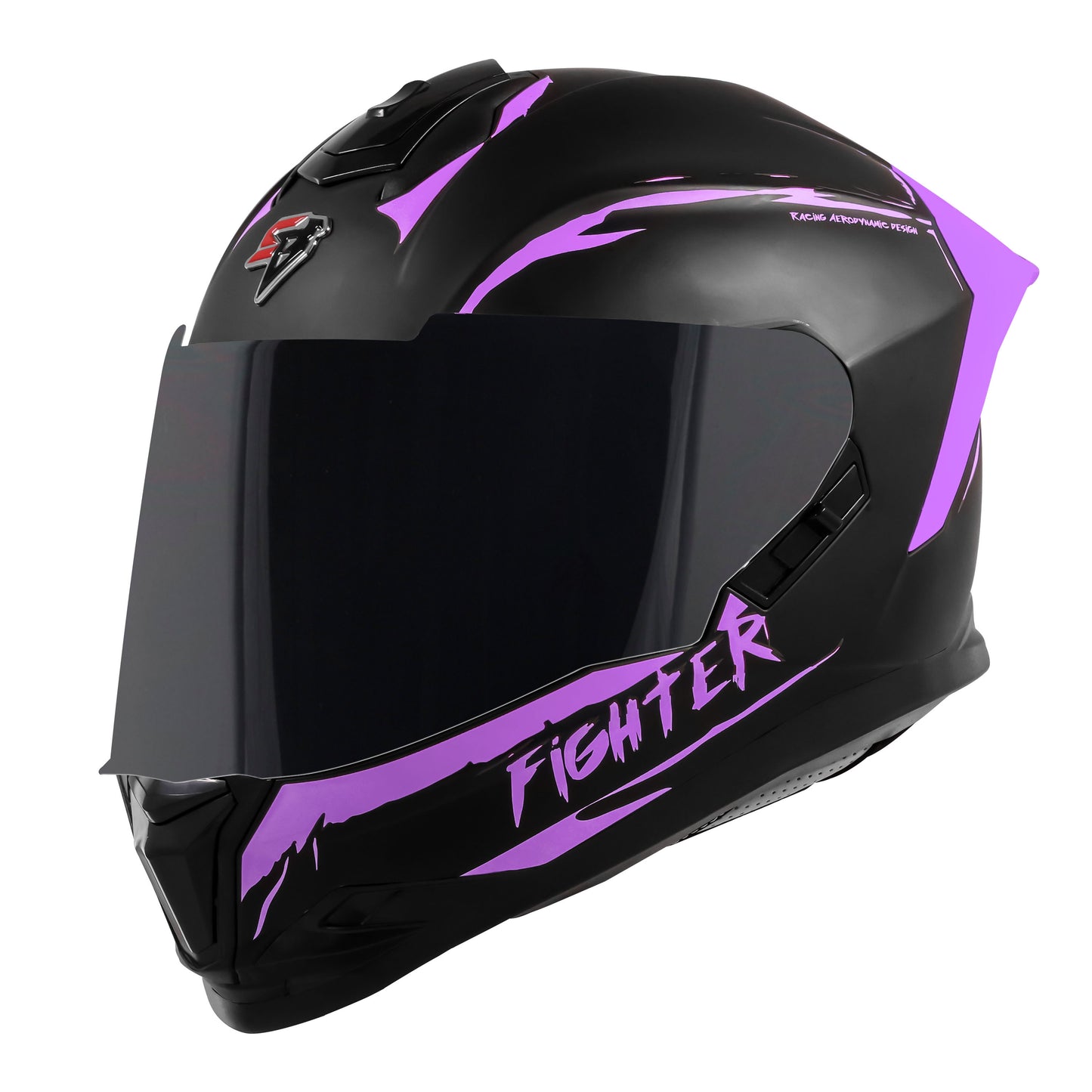 Steelbird SBH-57 Fighter F2 ISI and DOT Certified Full Face Helmet for Men and Women With Inner Silver Sun Shield (Glossy Black Purple).