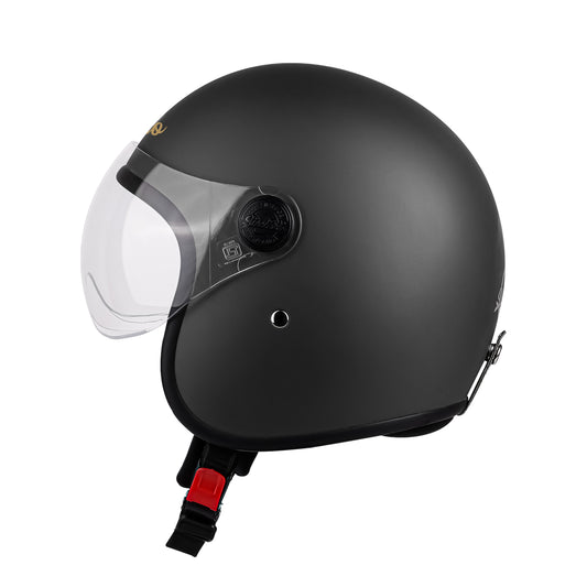 Steelbird SBH-54 Retro ISI Certified Open Face Helmet for Men and Women (Matt Honda Grey)