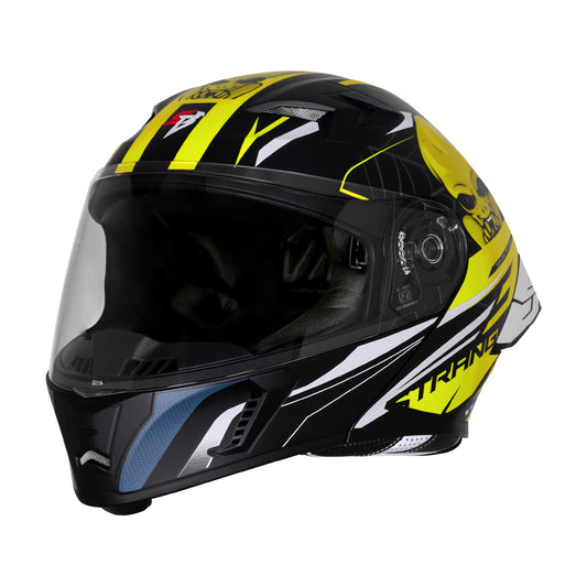 Steelbird SBA-20 Strange ISI Certified Flip-Up Graphic Helmet for Men and Women (Glossy Black Neon)