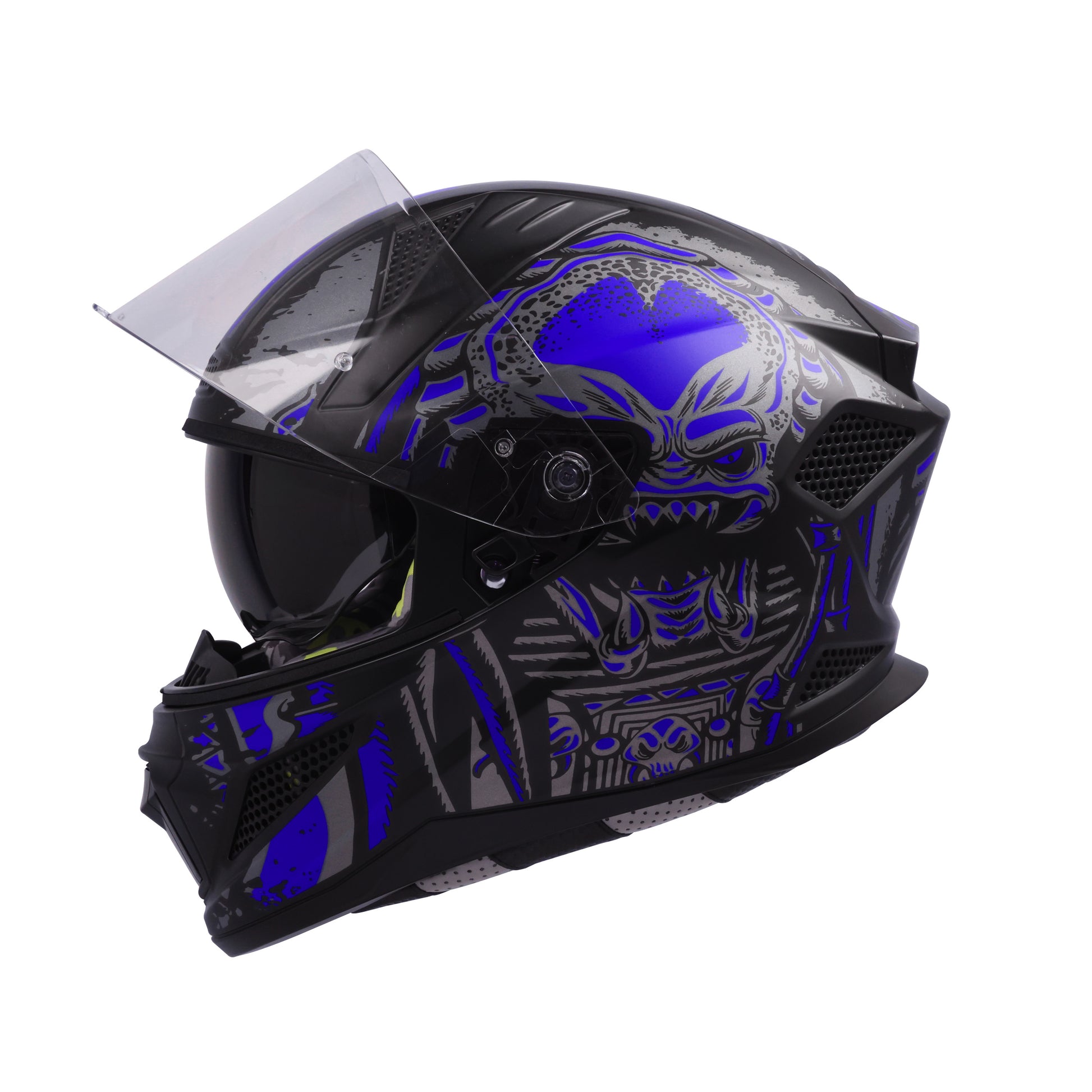 blue predator motorcycle helmet Steelbird SBH-25 Predator ISI Certified Full Face Graphic Helmet for M – Shop On Steelbird