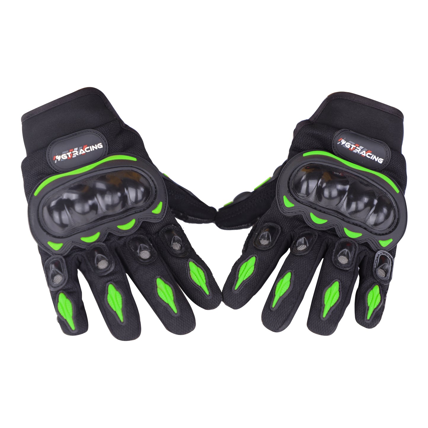 Refurbished Steelbird GT-01 Full Finger Bike Riding Gloves with Touch Screen Sensitivity at Thumb and Index Finger, Protective Off-Road Motorbike Racing (Green)