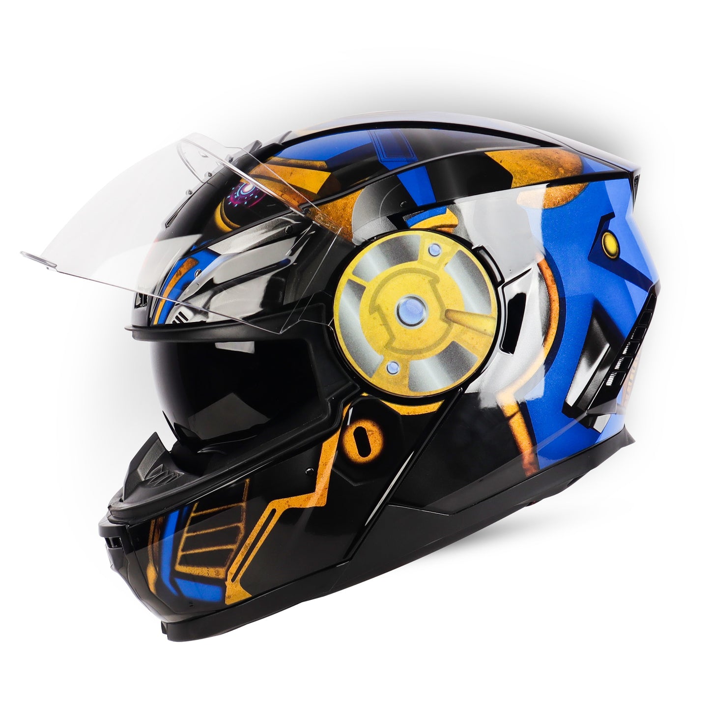 Steelbird SBH-40 Transformers Optimus Prime ISI Certified Full Face Graphic Helmet for Men and Women with Inner Smoke Sun Shield (Glossy Black Gold)