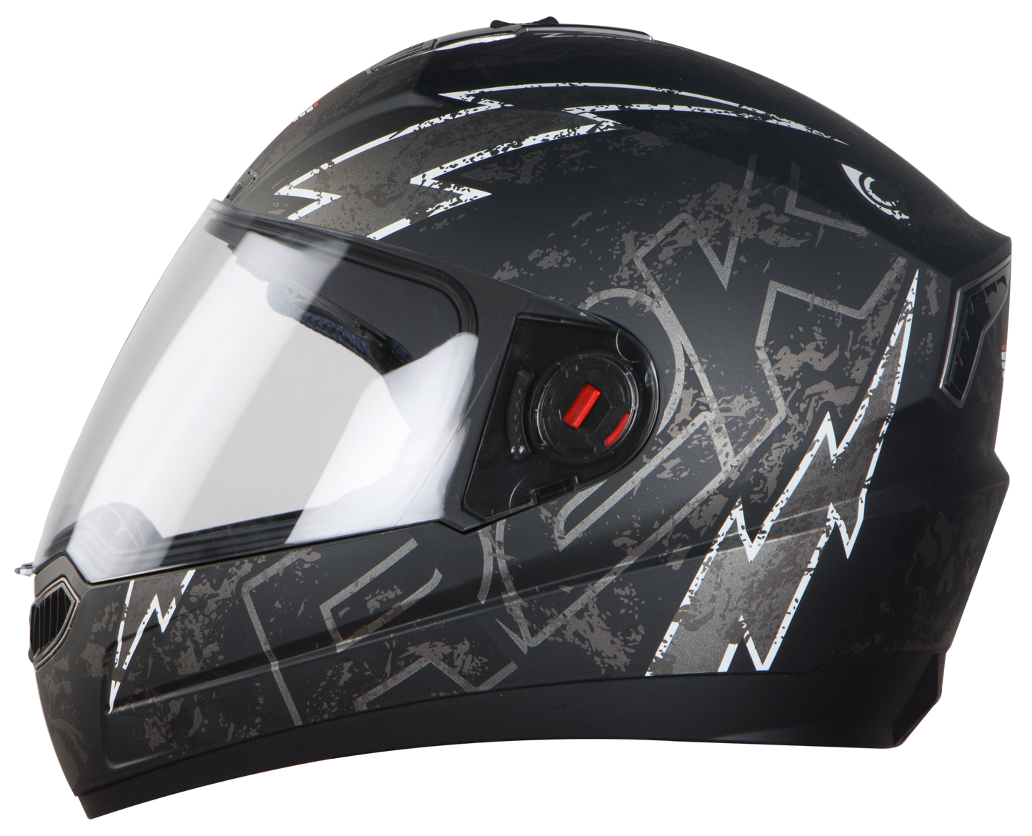 Steelbird SBA-1 R2K Live ISI Certified Full Face Graphic Helmet for Men and Women (Matt Black Grey with Clear  Visor)