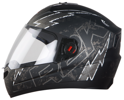 Steelbird SBA-1 R2K Live ISI Certified Full Face Graphic Helmet for Men and Women (Matt Black Grey with Clear  Visor)