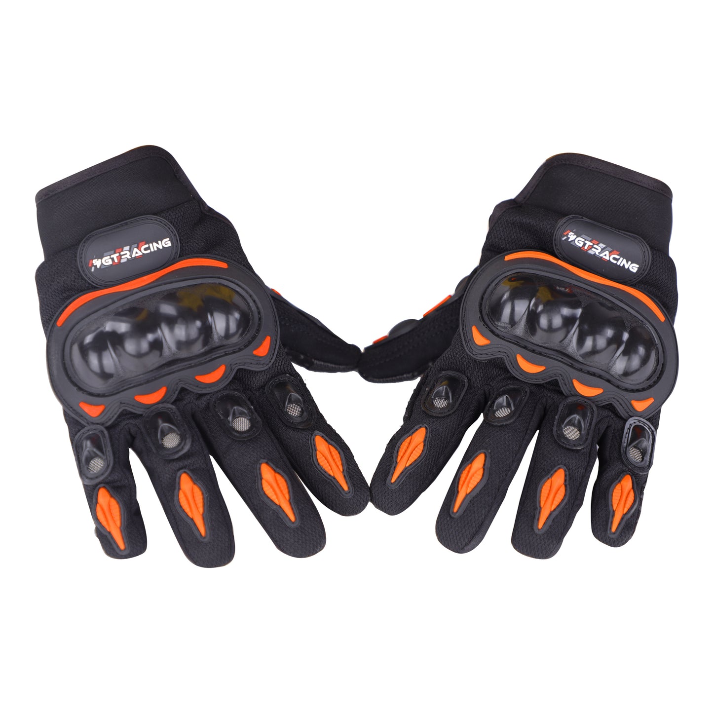 Refurbished Steelbird GT-01 Full Finger Bike Riding Gloves with Touch Screen Sensitivity at Thumb and Index Finger, Protective Off-Road Motorbike Racing (Orange)