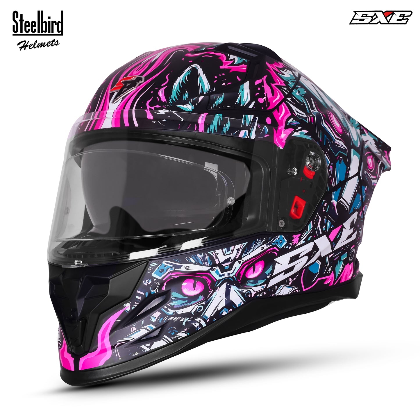 Steelbird SBH-61 SXE X1 Pinlock ISI and Dot Certified Full Face Graphic Helmet for Men (Clear Visor With Antifog Shield)