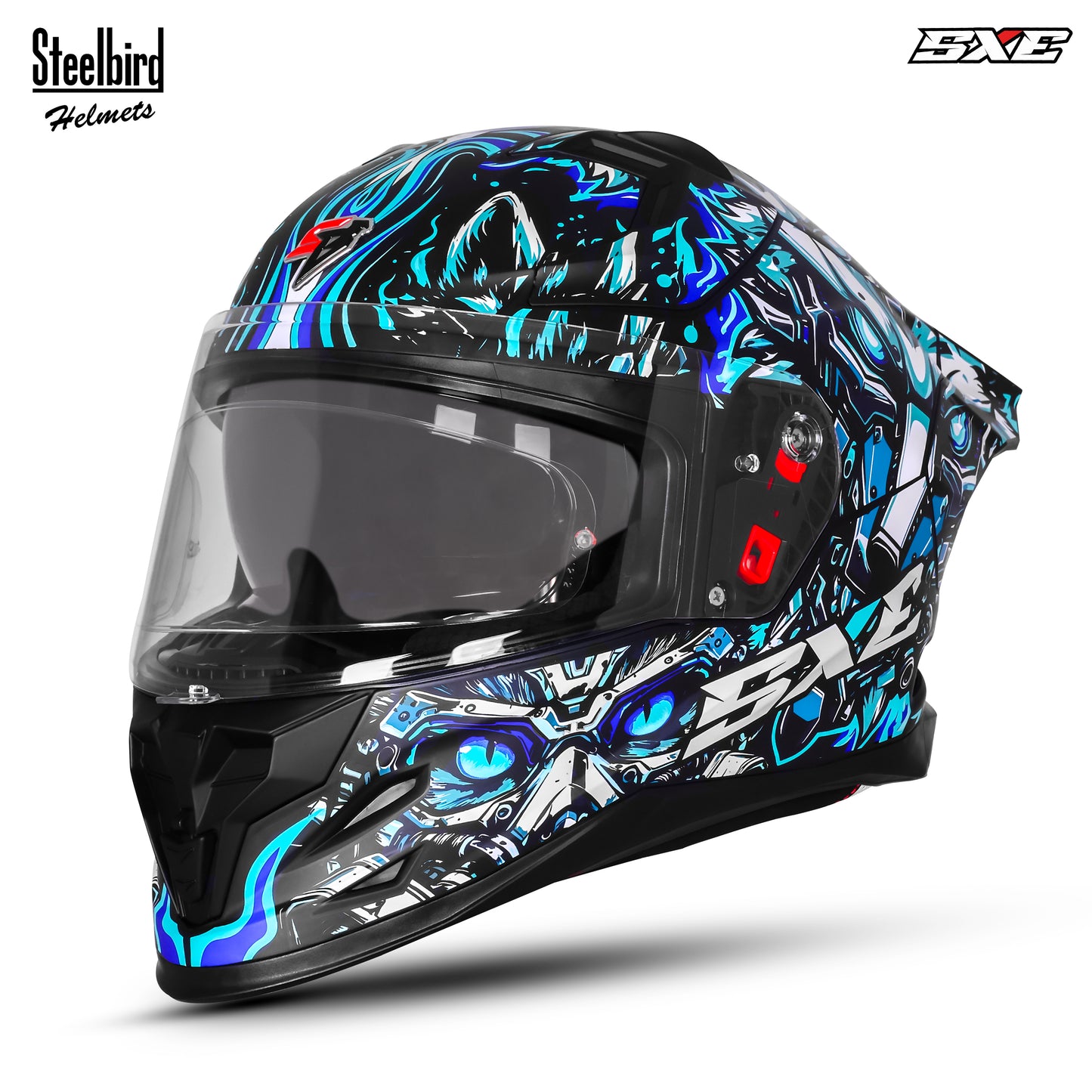 Steelbird SBH-61 SXE X1 Pinlock ISI and Dot Certified Full Face Graphic Helmet for Men (Clear Visor With Antifog Shield)