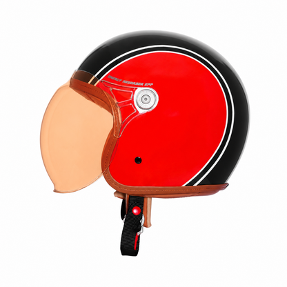 IGNYTE IGN-58 Spectrum ISI and DOT Certified Open Face Graphic Helmet for Men and Women (Glossy Black Red)