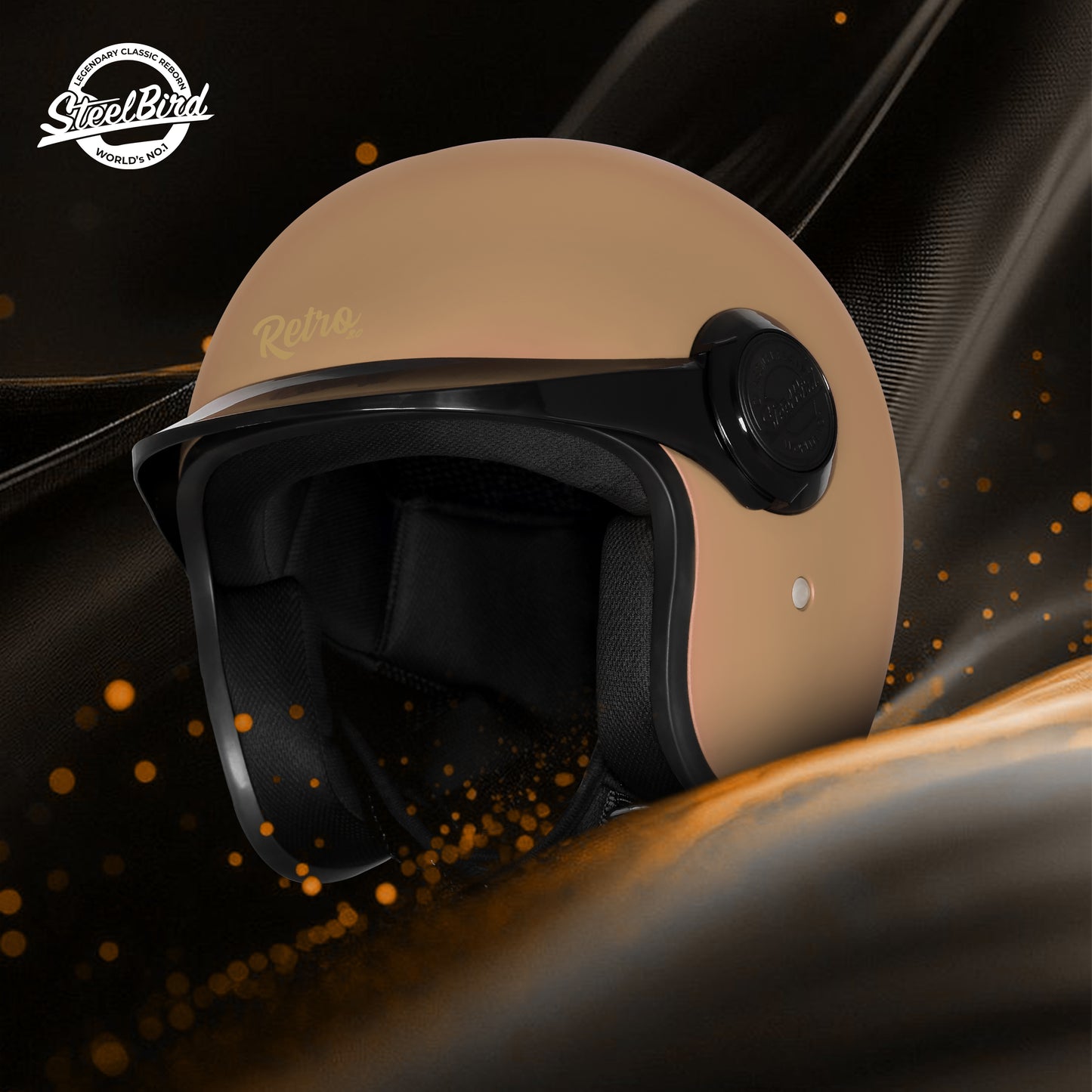 Steelbird SBH 65 Retro 3.0 DOT and ISI Certified Open Face Helmet for Men and Women (Glossy Coral Peach)