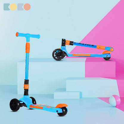 Refurbished Koko Rusty Kick Scooter with Adjustable Height and Portable, Kids Scooter with PVC Wheels for Age 3+ (Max User Weight: 40kg)(Blue)