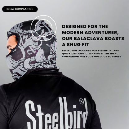 Steelbird Jispa 1.0 Balaclava Most Suitable for Motorcycling, Running, Sports, Head and Face Cover (Grey)