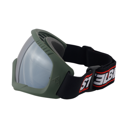 Steelbird 7Wings Motocross ATV/Dirt Bike Goggles, Unisex Eye Protection for Riding (Pack of 1, Olive with Silver)