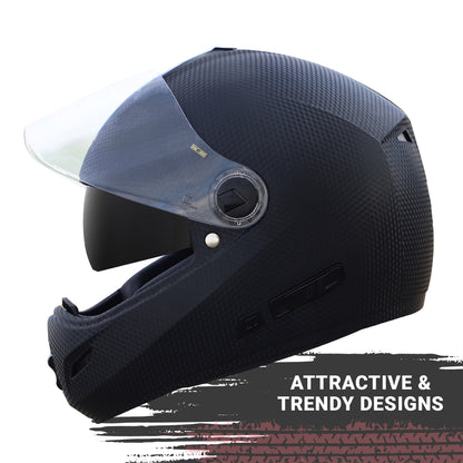 Steelbird Rox Cyborg ISI Certified Full Face Helmet for Men and Women with Inner Smoke Sun Shield and Outer Clear Visor (Dashing Black)