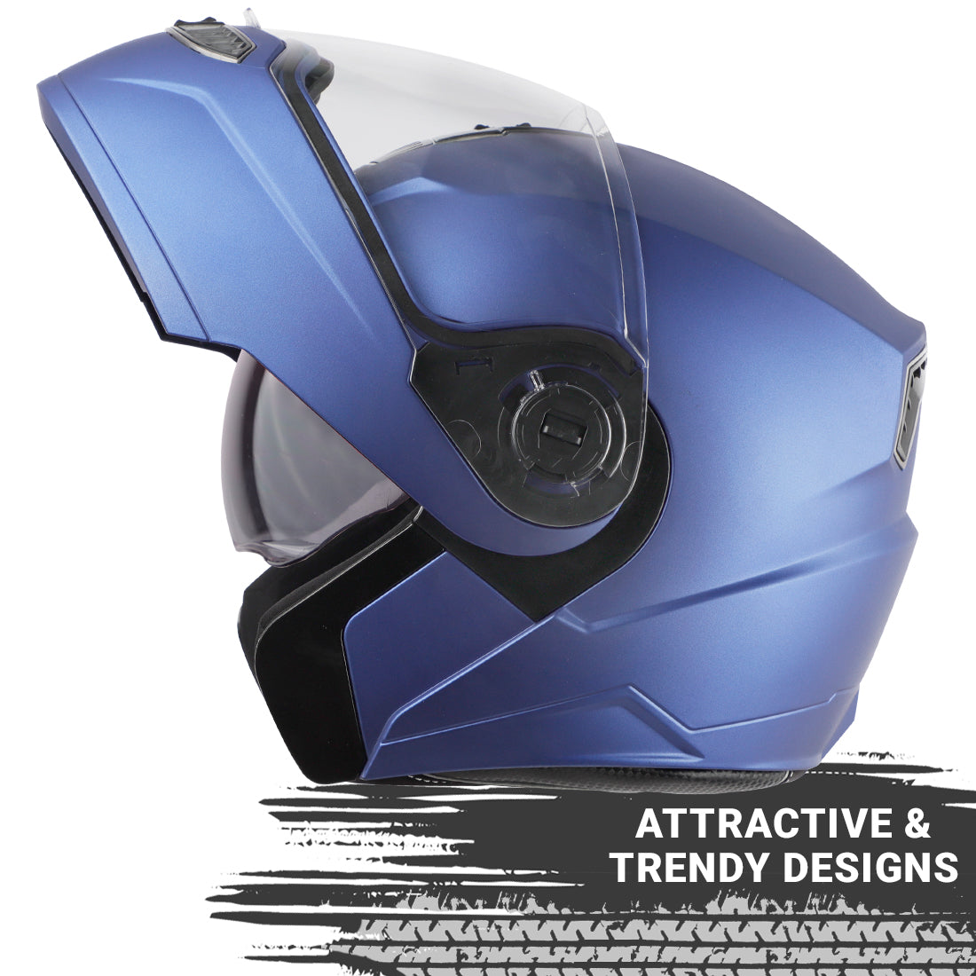 Steelbird SBA-7 7Wings ISI Certified Flip-Up Helmet for Men and Women with Inner Smoke Sun Shield (Dashing Blue)