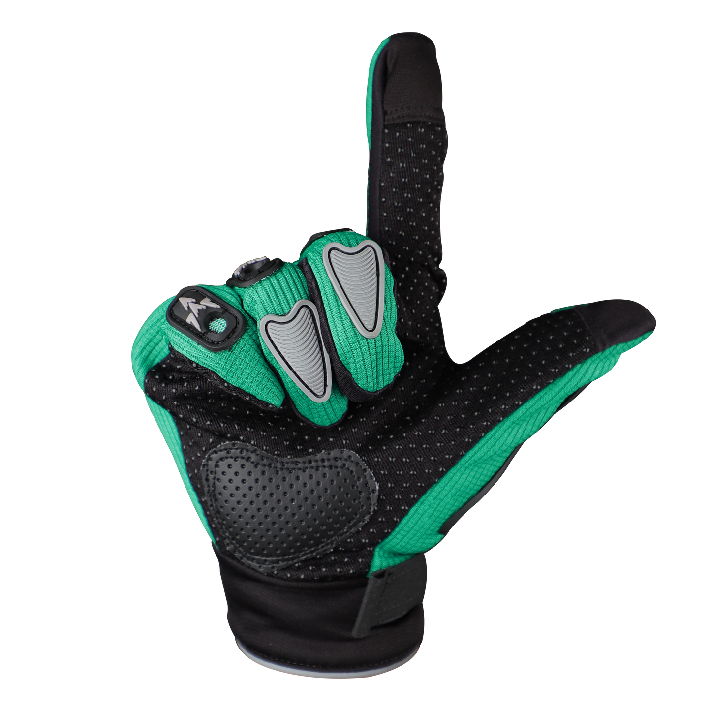 Refurbished Steelbird Full Finger Bike Riding Gloves with Touch Screen Sensitivity at Thumb and Index Finger, Protective Off-Road Motorbike Racing (Green Grey)