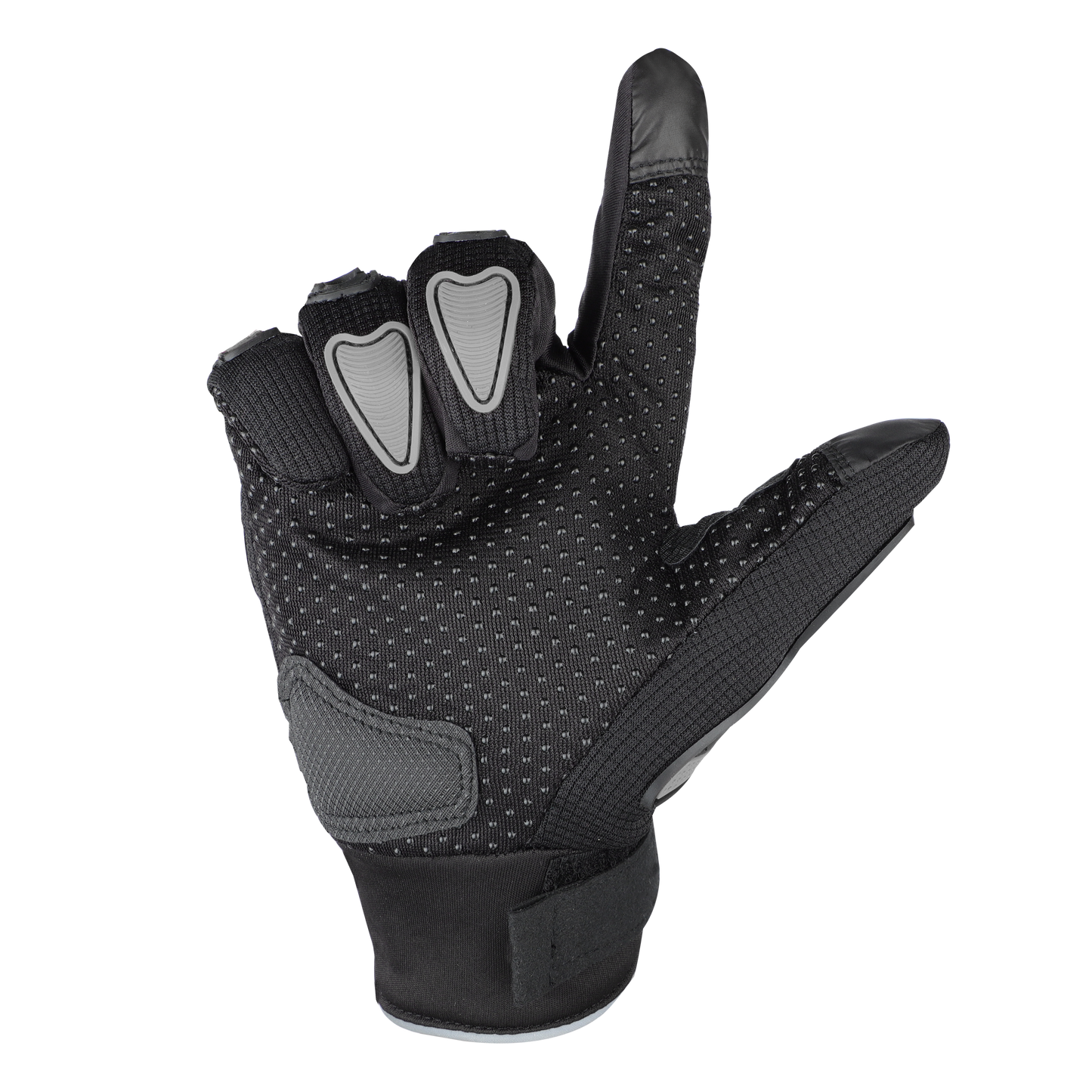 Refurbished Steelbird Full Finger Bike Riding Gloves with Touch Screen Sensitivity at Thumb and Index Finger, Protective Off-Road Motorbike Racing (Black Grey)