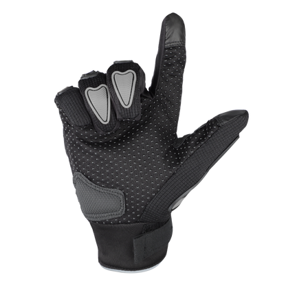 Refurbished Steelbird Full Finger Bike Riding Gloves with Touch Screen Sensitivity at Thumb and Index Finger, Protective Off-Road Motorbike Racing (Black Grey)