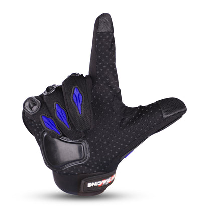 Refurbished Steelbird GT-01 Full Finger Bike Riding Gloves with Touch Screen Sensitivity at Thumb and Index Finger, Protective Off-Road Motorbike Racing (Blue)
