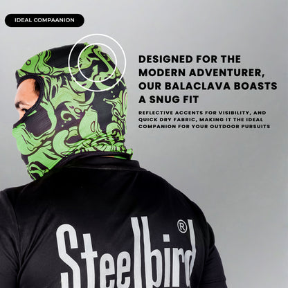 Steelbird Jispa 1.0 Balaclava Most Suitable for Motorcycling, Running, Sports, Head and Face Cover (Green)