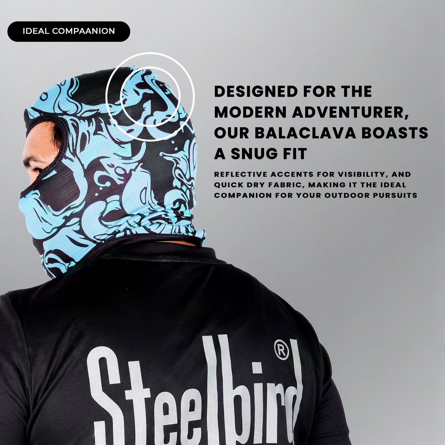 Steelbird Jispa 1.0 Balaclava Most Suitable for Motorcycling, Running, Sports, Head and Face Cover (Blue)