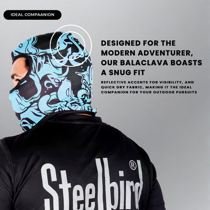 Steelbird Jispa 1.0 Balaclava Most Suitable for Motorcycling, Running, Sports, Head and Face Cover (Blue)