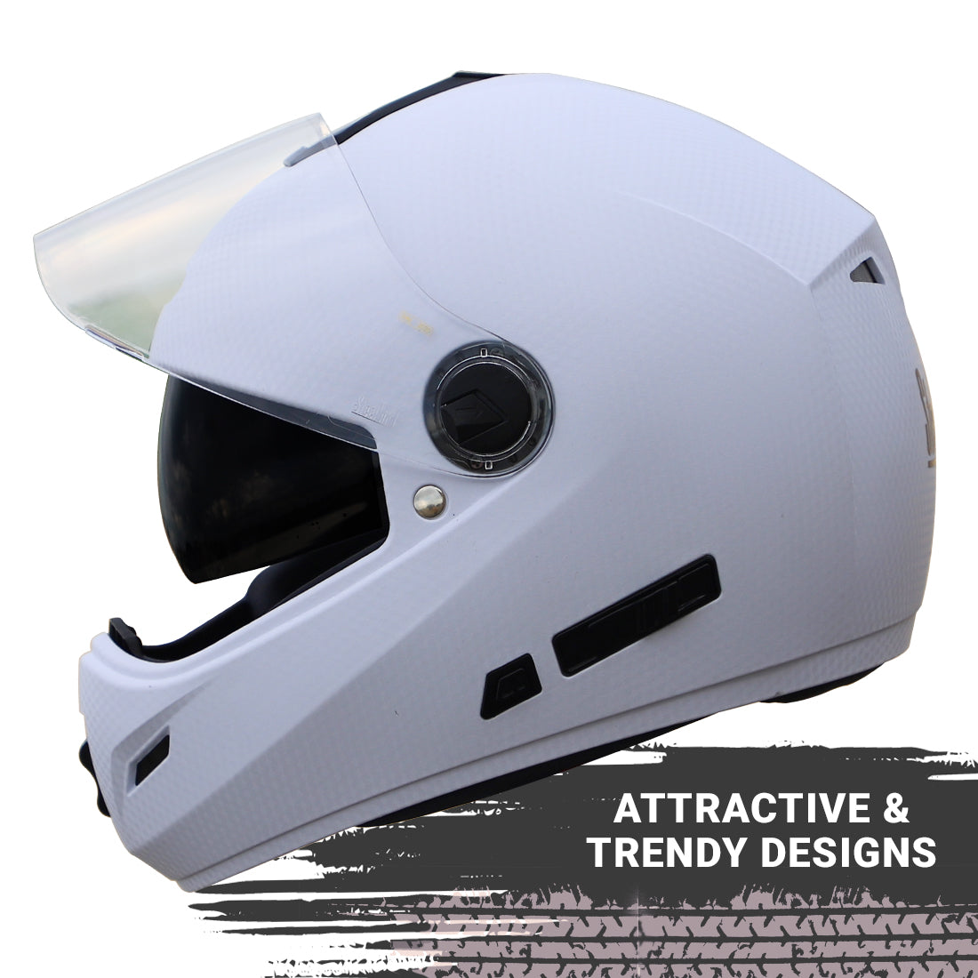 Steelbird Cyborg Double Visor Full Face Helmet, Inner Smoke Sun Shield and Outer Clear Visor (Dashing White)