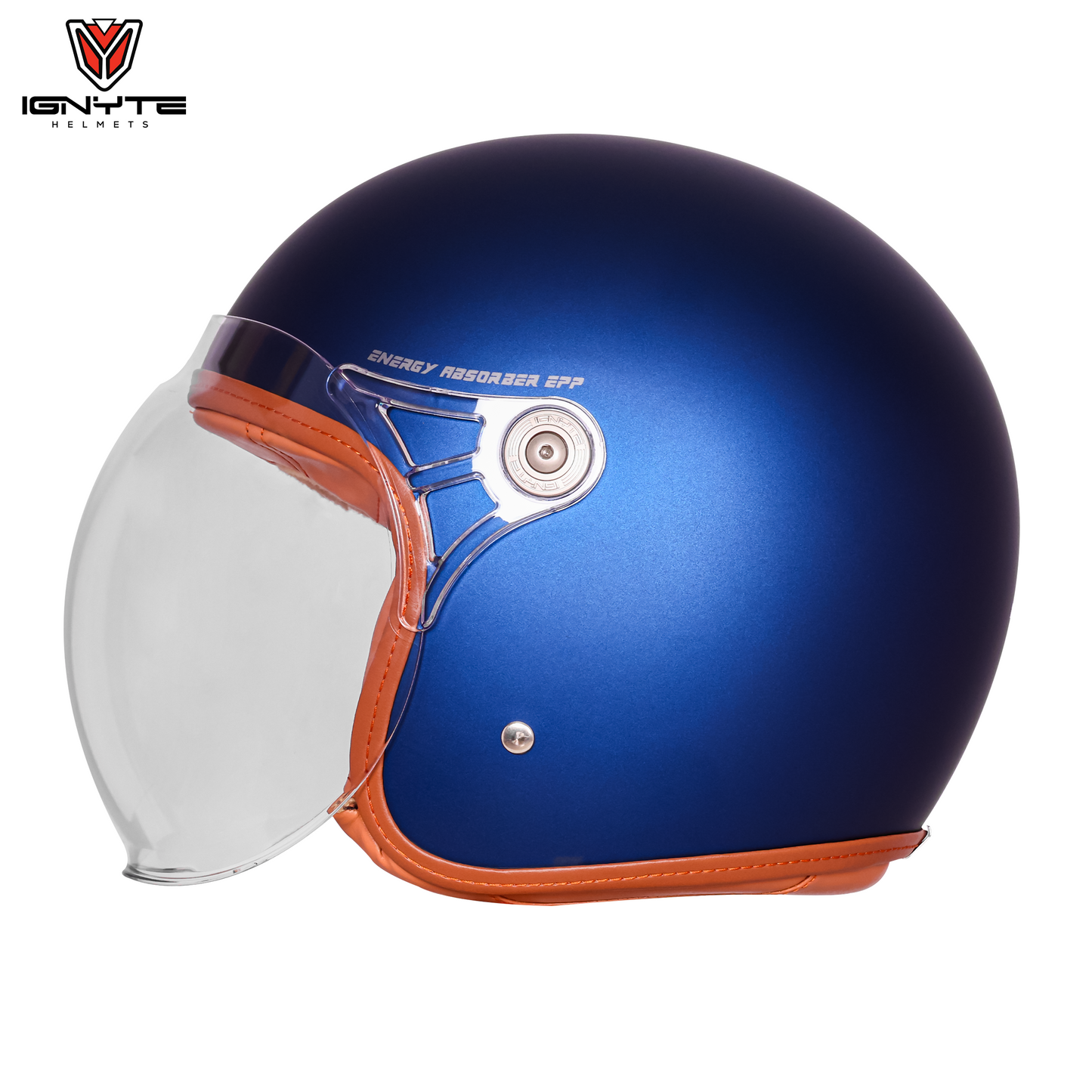 IGNYTE IGN-58 Solid ISI/DOT Certified Open Face Helmet for Men and Women (Glossy Armada Blue)