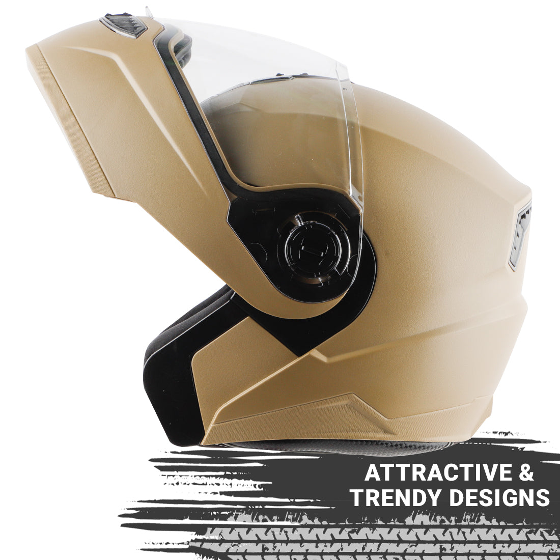 Steelbird SBA-7 7Wings ISI Certified Flip-Up Helmet for Men and Women ( Dashing Desert Storm with Clear Visor)