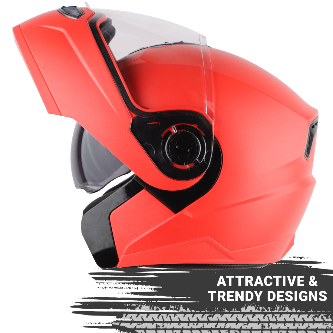 Steelbird SBA-7 7Wings ISI Certified Flip-Up Helmet for Men and Women with Inner Smoke Sun Shield (Dashing Red)