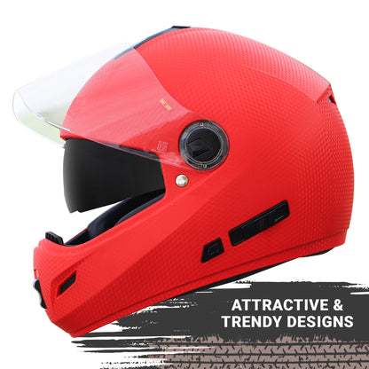 Steelbird Rox Cyborg ISI Certified Full Face Helmet for Men and Women with Inner Smoke Sun Shield and Outer Clear Visor (Dashing Red)